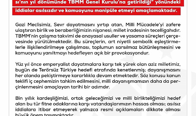 DMM'den TBMM Genel Kurulu'na getirilen Terörsüz Türkiye çerçeve yasasının tarihine yönelik açıklama