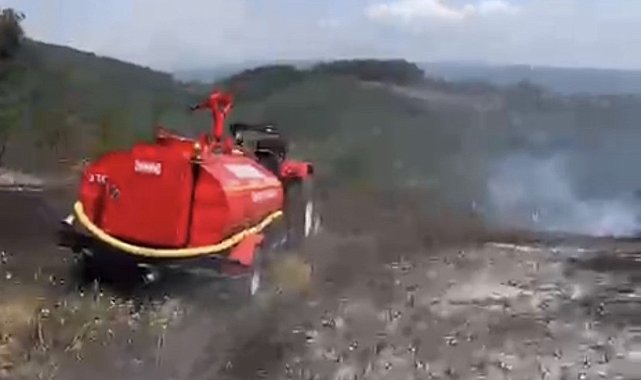 Düzce'de anız yangını ormana sıçramadan söndürüldü