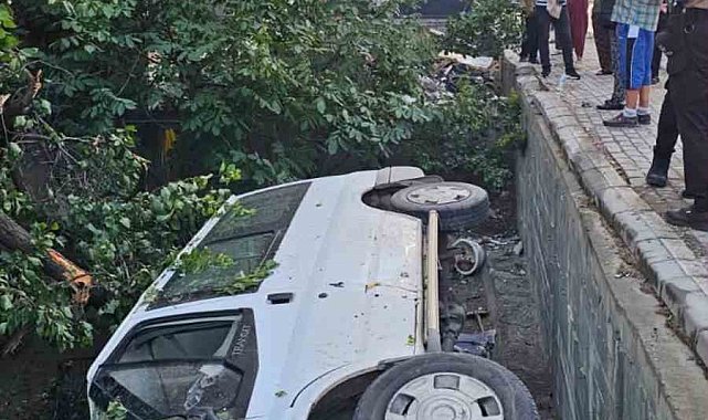 Elazığ'da minibüs bahçeye uçtu