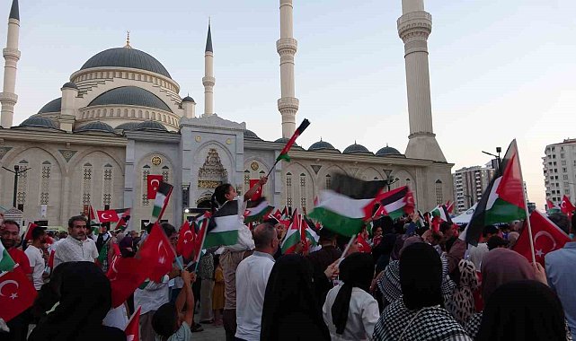 Filistin konvoyu Gaziantep'te destek mitingiyle karşılandı