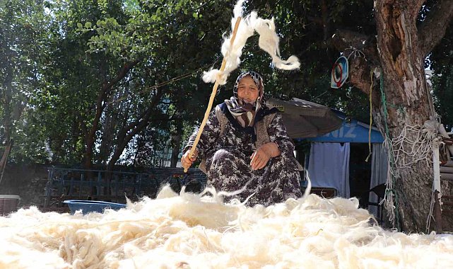 Gençler zahmetine girmiyor, o yünlerini kışa hazırlıyor