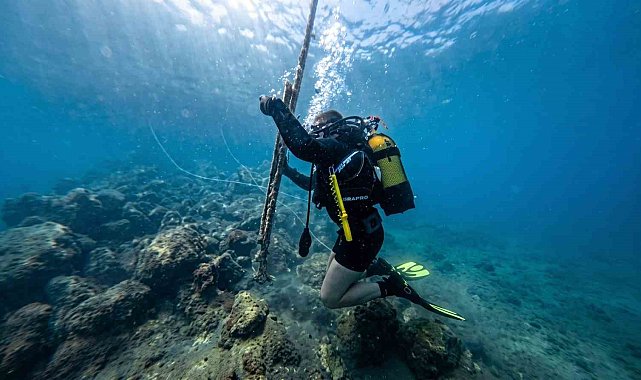 Güvercinada açıklarında deniz dibi temizliği yapıldı
