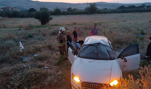 İskenderun'da otomobil tarlaya uçtu