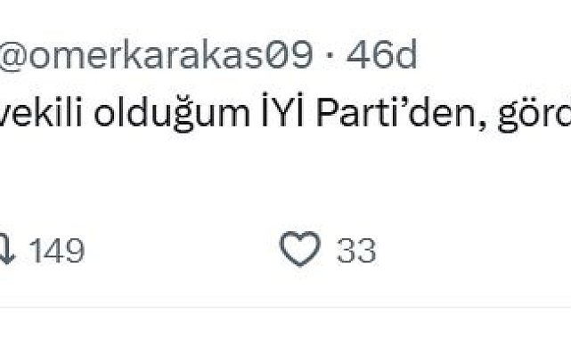 İYİ Parti Aydın Milletvekili Karakaş partisinden istifa etti