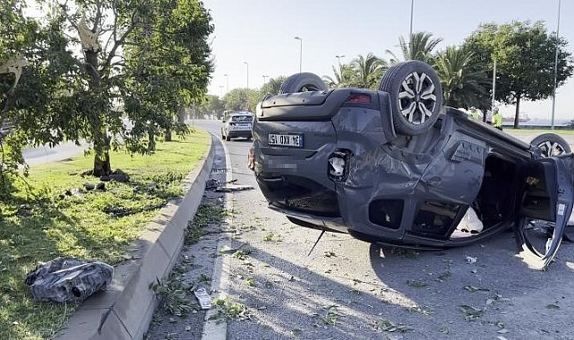Kartal'da direksiyon hakimiyetini kaybeden otomobil takla attı: 1 yaralı