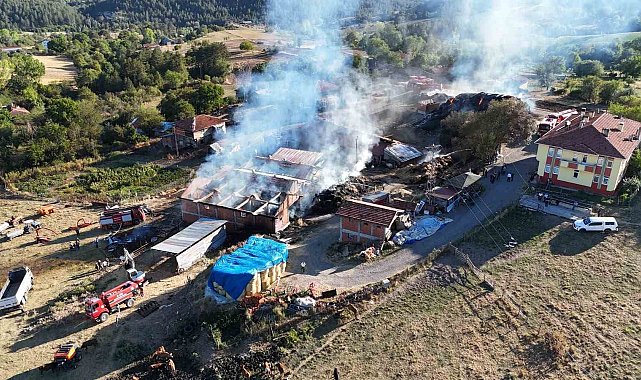 Kastamonu'da 14 büyükbaş hayvanın telef olduğu yangın söndürüldü