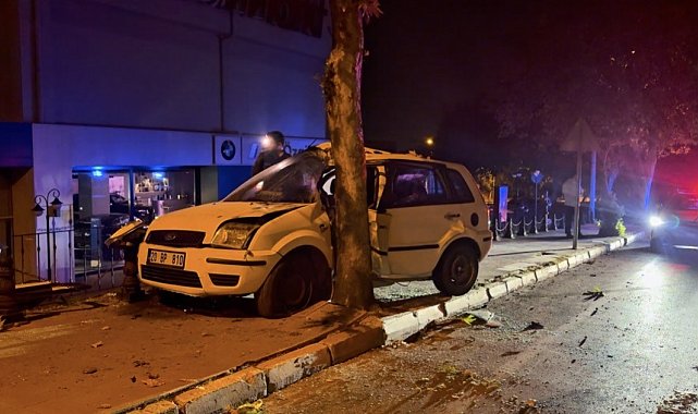 Kontrolden çıkan otomobil ağaca çarparak durabildi: 1 yaralı