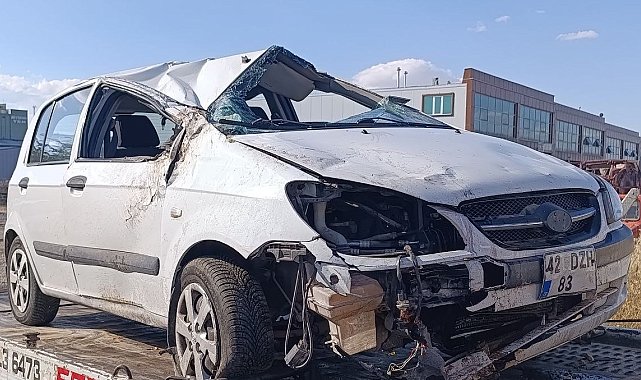 Konya'da devrilen otomobildeki 4 kişi yaralandı