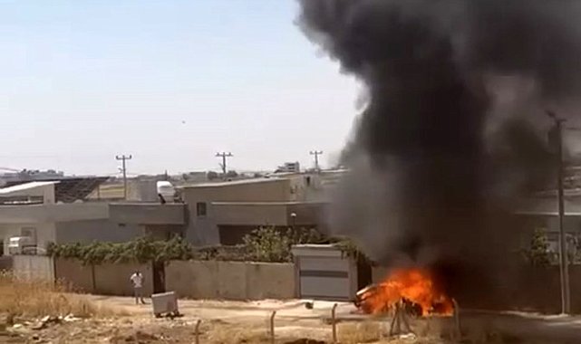 Mardin'de otomobilde patlama sonucu yangın çıktı