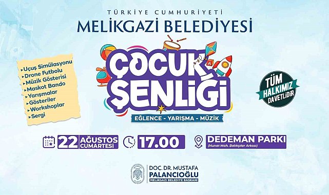 Melikgazi'de çocuk şenliği başlıyor