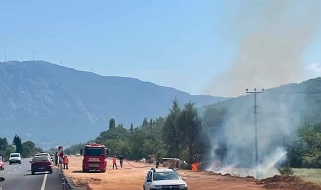 Menteşe'de otluk alanda çıkan yangın söndürüldü