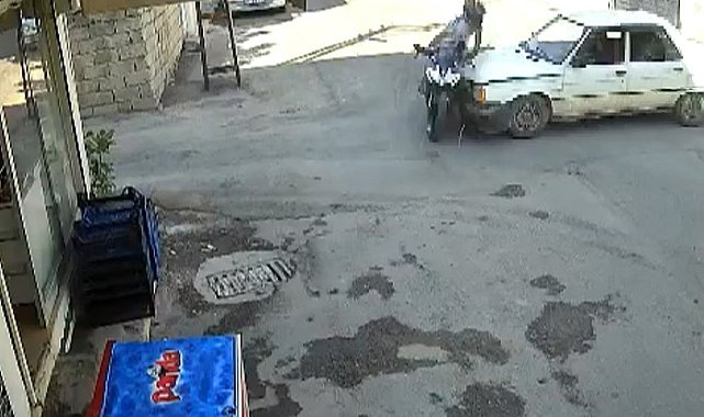 Motosiklet sürücüsü metrelerce havaya fırladı