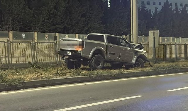 Ön tekerleği arızalandığı iddia edilen arazi aracı PTS direğine çarptı: 1 yaralı