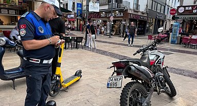 Ordu'da zabıta ekiplerinden kapalı caddelerde motosiklet ve bisiklet denetimi