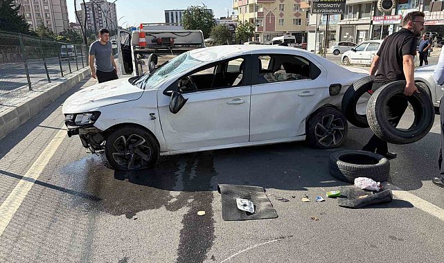 Otomobille çarpışan araç takla attı: 1 yaralı