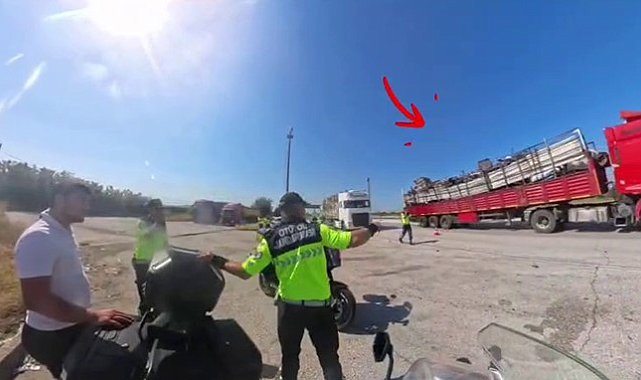 Otoyolda tehlikeli yük taşıyan tır, jandarmanın dikkatinden kaçmadı