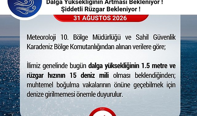 Samsun'da vatandaşlara 'denize girilmemesi' uyarısı