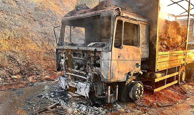 Seyir halindeki tır alevlere teslim oldu