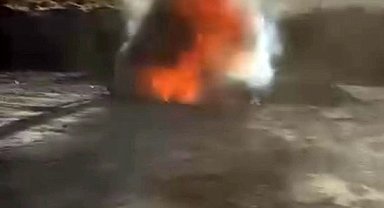 Siirt'te şantiyede iş makinesi yandı