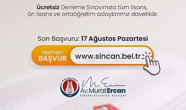 Sincan Belediyesi'nden KPSS adaylarına ücretsiz deneme sınavı