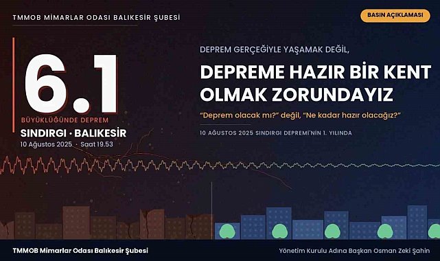 Sındırgı depreminin 1. yılında Mimarlar Odasından uyarı;