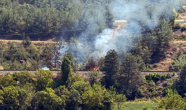 Tren raylarında çıkan yangın büyümeden söndürüldü