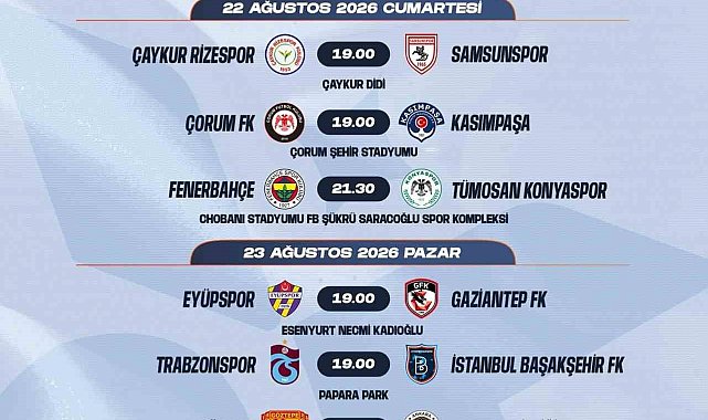 Trendyol Süper Lig'de 2-3. hafta programları açıklandı