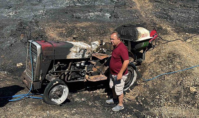 Yangına yardıma gitti, traktörü alevlerin arasında kaldı: "Kaçmasaydım yanacaktım"