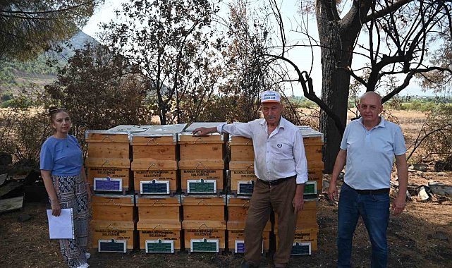 Yangında kovanları zarar gören arıcıya destek