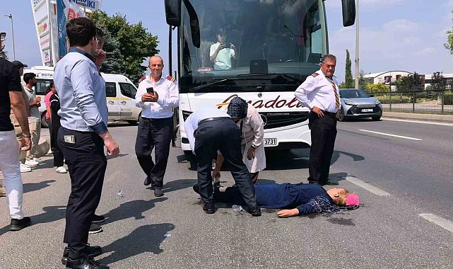 Yolcu otobüsünün çarptığı kadın ağır yaralandı
