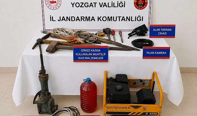 Yozgat'taki kaçak kazıda çeşitli malzemeler ele geçirildi