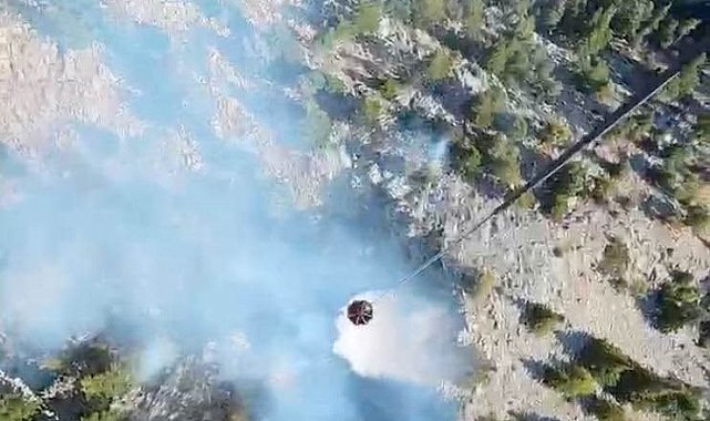Akseki'de Gidengelmez Dağları bozuk ormanlık alanda yangın