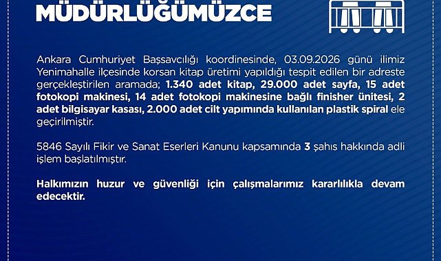 Ankara'da bin 340 adet korsan kitap ele geçirildi