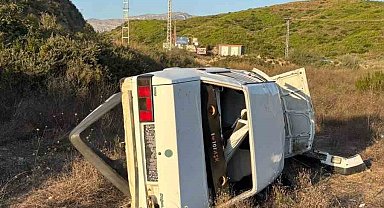 Antalya'da şarampole yuvarlanan aracın sürücüsü yaralandı