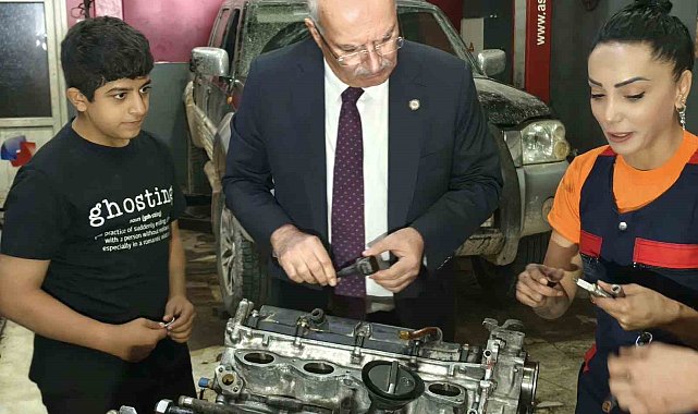 ATO Başkanı Baran, Şaşmaz'da kadın motor ustası Kuşçu'yu ziyaret etti