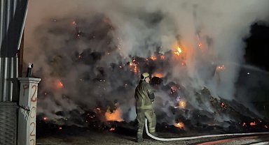 Bursa'da samanlık alev alev yandı