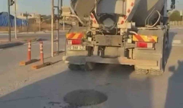 Bursa'da yola beton döken mikser sürücüsüne tepki