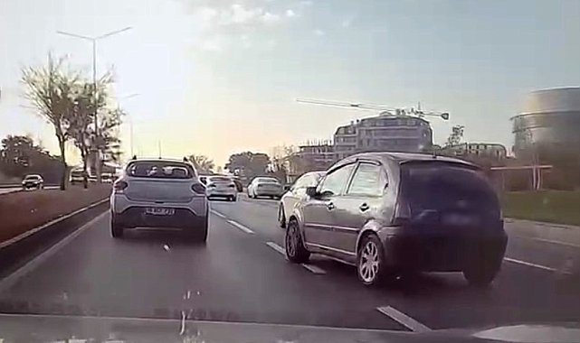 Çevre yolunda tehlikeli manevra kamerada