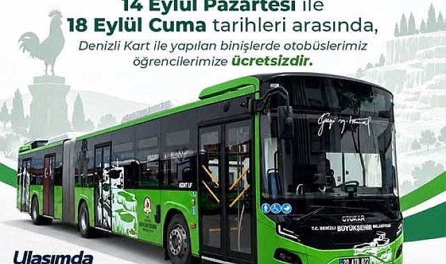 Denizli Büyükşehir otobüsleri öğrenciler için ilk hafta ücretsiz
