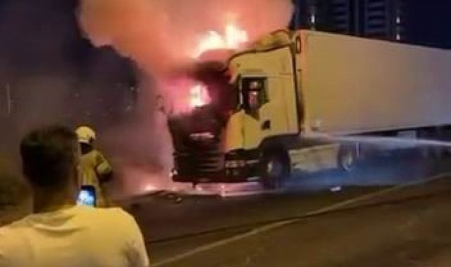 Diyarbakır'da seyir halindeki tır alevlere teslim oldu