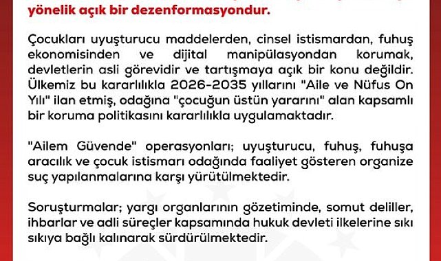 DMM'den 'Ailem Güvende' operasyonlarının 'keyfi ve hedef gözeterek yürütüldüğü' iddialarına yalanlama