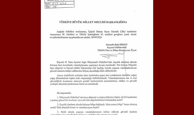 Ersoy, Süleymanlı Mahallesi'ndeki afet riskini meclis gündemine taşıdı