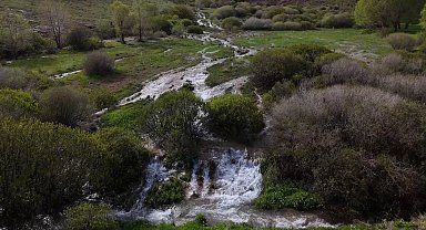 Erzincan'da mevsimsel su kaynağı doğal traverten oluşturuyor