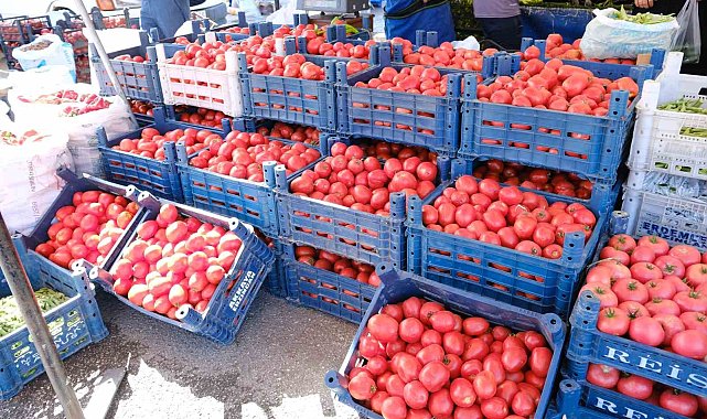 Erzincan'da salçalık domates ve biberler tezgahlarda