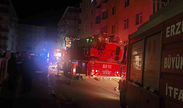 Erzurum'da 6 katlı binada korkutan yangın