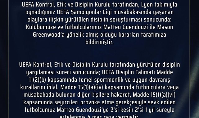 Fenerbahçe'den UEFA kararına dair açıklama