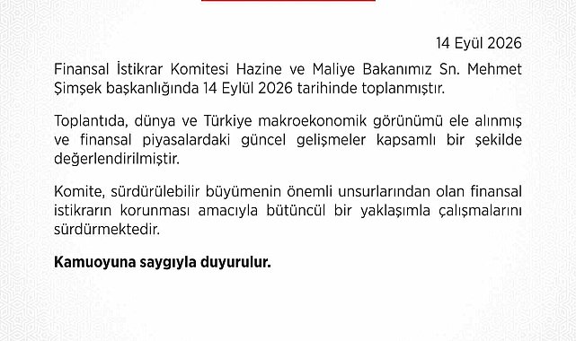 Finansal İstikrar Komitesi toplantısı gerçekleştirildi