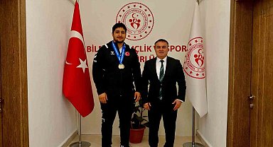 İl Müdürü Demir ile Avrupa şampiyonu Zaloğlu bir araya geldi