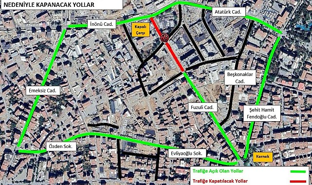 İnönü Caddesi'nden Fuzuli Caddesi'ne giriş kapanıyor