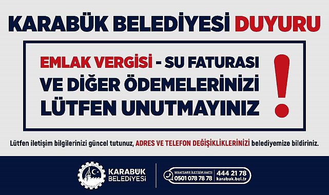 Karabük Belediyesinden vatandaşlara "zamanında ödeme" çağrısı